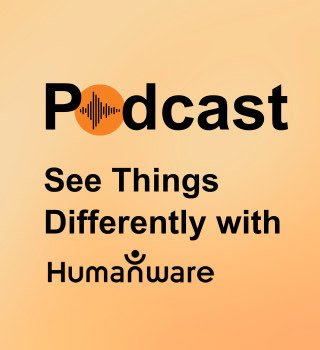 Image of a podcast titled "See Things Differently," featuring the Humanware logo against a light gradient background.