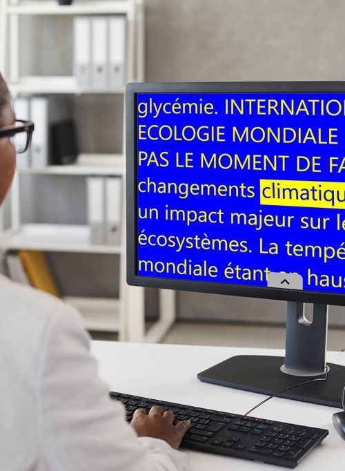 Image d'une personne assise à un bureau, face à un écran d'ordinateur affichant un texte à fort contraste noir sur fond jaune, en lien avec un article concernant un projet d'expansion.